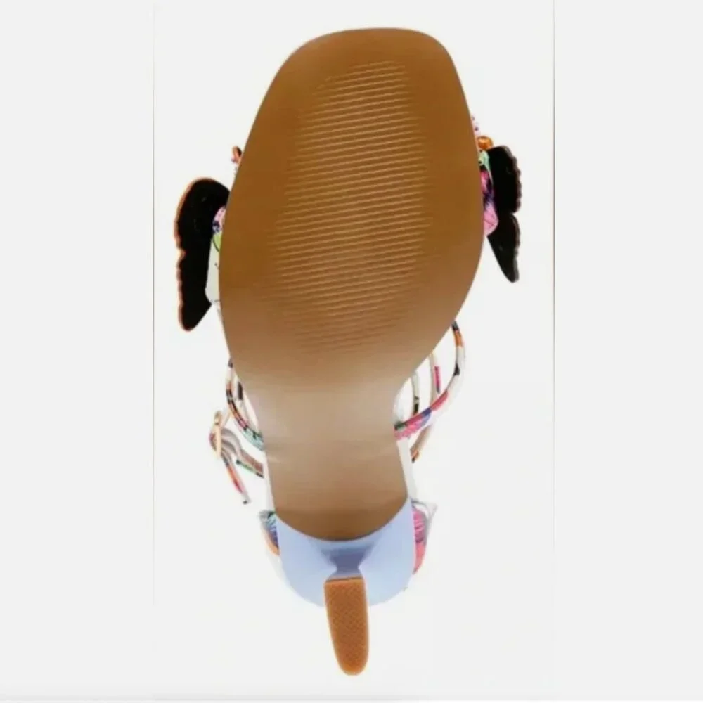 NEW BETSEY JOHNSON Trudie Beaded Butterfly Sandals Heels Size 7.5 Multicolor